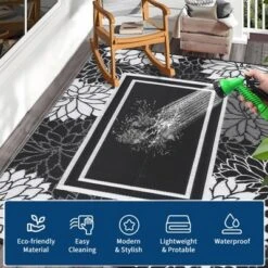 Homfan 8'x10' Outdoor Rug - Waterproof Reversible For Patio, RV, Deck -Homfan GUEST aa0372c0 f651 4253 a51e cc4dec2ff2c3