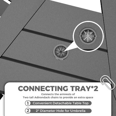 Outdoor Tall Adirondack Chairs Set Of 2 HDPE, Paio Adirondack Barstools With Connecting Tray, For Deck, Backyard, Balcony 6 Outdoor Tall Adirondack Chairs Set Of 2 HDPE, Paio Adirondack Barstools With Connecting Tray, For Deck, Backyard, Balcony - Image 4