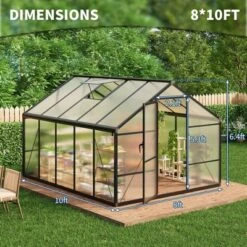 Large Walk In Greenhouses For Outdoors And Garden Planting, Polycarbonate Greenhouse W/Enhanced Aluminum Frame,w/Quick Setup Structure And Roof Vent