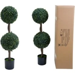 Artificial Topiary Ball Trees, Fake Greenery Milan Grass Ball Tree For Front Porch, Indoor Walkway, Entryway, Set Of 2 -Homfan GUEST ad69e76a 675b 48d1 8f66 f627e9045934