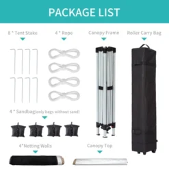 Pop Up Canopy Tent 10 Ft. X 10 Ft. Mosquito Netting & Wheeled Bag, One Push Setup, 3 Height Sun Shelter -Homfan GUEST ad70ffd2 6af6 4420 9bd2 18519466d873