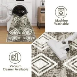 Washable Runner Rug - Non-Slip Hallway & Kitchen Rug - Modern Farmhouse Entryway Runner - Low Pile Bedroom Rug -Homfan GUEST af3672c0 dbc5 4220 8597 283a6d115812