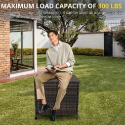 Outdoor Storage Deck Box, 80 Gallon Rattan Patio Furniture Storage Bins With Lid, Waterproof Outside Organizer Cabinet With Wheels And Handle -Homfan GUEST b0341f33 a9d9 4419 a9b1 fac03687e278