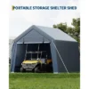 Outdoor Storage Shed, Portable Carport W/Roll-up Ventilated Zipper Door&Windows,Heavy Duty Waterproof Tarp,Storage Sheds For Motorcycle,Bike,Firewood