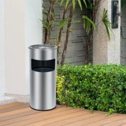 4.5 Gallon / 17L Indoor Outdoor Trash Can – Commercial Stainless Steel Garbage Can With Removable Inner Bucket, Ashtray,Waste Bin Container For Patio -Homfan GUEST b3acdf9c cbfd 4e93 b4c1 60c199b16f47