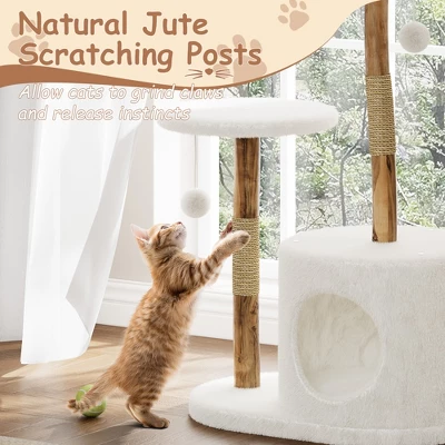 Real Wood Modern Cat Tree Tower, Cat Scratching Post W/Bed For Indoor Cats W/Natural Wicker Condo,Aesthetic Tree Stand,Boho Pet Furniture 7 Real Wood Modern Cat Tree Tower, Cat Scratching Post W/Bed For Indoor Cats W/Natural Wicker Condo,Aesthetic Tree Stand,Boho Pet Furniture - Image 5