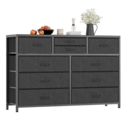 Homfan 10 Drawer Dresser, TV Stand Entertainment Center Fabric Storage Dressers Drawers For Bedroom, Hallway, Closets, Steel Frame, Wood Top -Homfan GUEST b5ba23f9 1a87 4dbc be02 119d48aca2d5