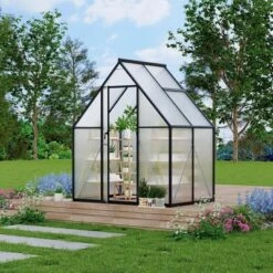 Aluminum-Framed Polycarbonate Greenhouse, Heavy Duty, With Quick Setup Structure And Roof Vent, Large Enhanced Aluminum GreenhouseKit For Outdoors -Homfan GUEST b5e6c709 47f8 4e7b beb1 ed7901c9b1f3