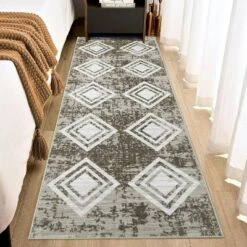 Washable Runner Rug - Non-Slip Hallway & Kitchen Rug - Modern Farmhouse Entryway Runner - Low Pile Bedroom Rug -Homfan GUEST b605f061 64d9 4165 a75c fd31de5fecd9