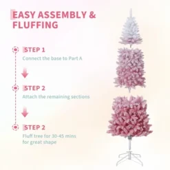 Prelit Ombre Christmas Tree With 230 LED Lights, Flocked Branches, Easy Setup - For Home, Office, Party Decor -Homfan GUEST b6a2850a 3df3 4ab7 9d0c 5686c2545134