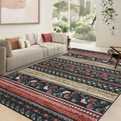 Area Rug For Living Room, Low Pile, High Traffic Indoor Carpet, Modern Floral, Fade-Resistant, Non-Slip, Contemporary Boho Rug For Baby Room 12 Area Rug For Living Room, Low Pile, High Traffic Indoor Carpet, Modern Floral, Fade-Resistant, Non-Slip, Contemporary Boho Rug For Baby Room -Homfan GUEST b6ce3e54 f638 4998 affa dd17fa6023e6