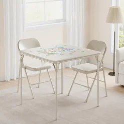 3-Piece Folding Dining Table Set For 4 – Beige Faux Leather Tabletop With 4 Padded Chairs, Space-Saving Modern Square Kitchen & Dining Table -Homfan GUEST b7ed965e beb1 41a4 aadf 6c8d872c373a