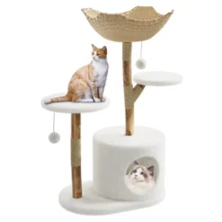 Real Wood Modern Cat Tree Tower, Cat Scratching Post W/Bed For Indoor Cats W/Natural Wicker Condo,Aesthetic Tree Stand,Boho Pet Furniture 19 Real Wood Modern Cat Tree Tower, Cat Scratching Post W/Bed For Indoor Cats W/Natural Wicker Condo,Aesthetic Tree Stand,Boho Pet Furniture -Homfan GUEST ba217964 2da7 4edb 9eb4 927b3616bc41