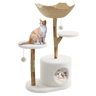 Real Wood Modern Cat Tree Tower, Cat Scratching Post W/Bed For Indoor Cats W/Natural Wicker Condo,Aesthetic Tree Stand,Boho Pet Furniture 11 Real Wood Modern Cat Tree Tower, Cat Scratching Post W/Bed For Indoor Cats W/Natural Wicker Condo,Aesthetic Tree Stand,Boho Pet Furniture - Image 9