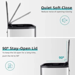 Homfan 50L Trash Can, Slim Rectangular Step-On Stainless Steel Garbage Soft-Close Lid, Anti-Fingerprint Surface -Homfan GUEST bb7e844e 14d9 441f 9d3e 6b18f0472fba