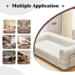 Convertible Corduroy Sleeper Sofa Bed: 3-Seater Futon With King Mattress. No-Assembly Fixed Frame For Living Room, Dorm & Studio. -Homfan GUEST bbb3b83d 3501 4f75 b659 42c96f535dd7