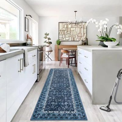 Vintage Runner Rug – Washable Non-Slip Hallway & Entryway Rug, Soft Non-Shedding Low Pile Indoor Carpet, Foldable Kitchen & Laundry Runner Rug 3 Vintage Runner Rug – Washable Non-Slip Hallway & Entryway Rug, Soft Non-Shedding Low Pile Indoor Carpet, Foldable Kitchen & Laundry Runner Rug