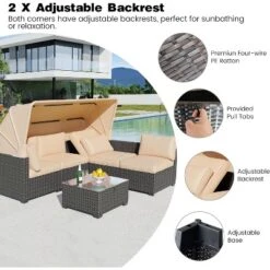 6-Piece Outdoor Patio Set With Waterproof Cushions, Reinforced Glass Table, Canopy & Storage, Durable PE Wicker For Garden And Backyard 15 6-Piece Outdoor Patio Set With Waterproof Cushions, Reinforced Glass Table, Canopy & Storage, Durable PE Wicker For Garden And Backyard -Homfan GUEST bcfc6c1f 50dd 4cbc bbca 2647237cb7af