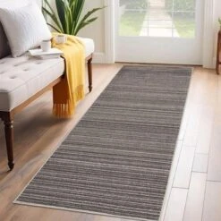 Kitchen Rugs Non Slip Washable Striped Indoor Outdoor Carpet For Hallway Laundry Bedroom Bedside Entryway Foyer Dining Office Brown -Homfan GUEST be78c0f2 2144 4b76 a426 9f8db2facc6b