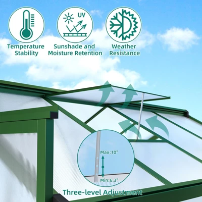 Greenhouse For Outdoors,Large Aluminum Greenhouses With Roof Vent And Quick Setup Structure,Greenhouse Heavy Duty With PC Panels, Walk-in Green Houses 8 Greenhouse For Outdoors,Large Aluminum Greenhouses With Roof Vent And Quick Setup Structure,Greenhouse Heavy Duty With PC Panels, Walk-in Green Houses - Image 6