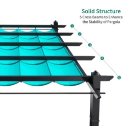 Aluminum Pergola With Adjustable Canopy, Outdoor Metal Gazebo With Reinforced Frame, Waterproof Sun Shade For Patio, Backyard, Garden -Homfan GUEST c02588fb 69ed 44a8 8400 0218a158af3a