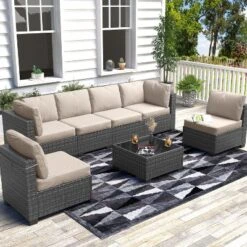 Homfan 7-Piece Outdoor Patio Furniture Set - Waterproof Rattan Sectional Sofa With Cushions & Glass Top Table, Patio Conversation Set For Backyard 23 Homfan 7-Piece Outdoor Patio Furniture Set - Waterproof Rattan Sectional Sofa With Cushions & Glass Top Table, Patio Conversation Set For Backyard -Homfan GUEST c1587a22 a846 4b12 8ee9 cfab5bba09cc