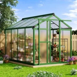 Homfan Aluminum Polycarbonate Greenhouse W/ Roof Vent - Heavy Duty Walk-in For Backyard, Winter Garden, Easy Assembly 17 Homfan Aluminum Polycarbonate Greenhouse W/ Roof Vent - Heavy Duty Walk-in For Backyard, Winter Garden, Easy Assembly -Homfan GUEST c2f4feed 409d 4011 b591 984001fc61d3