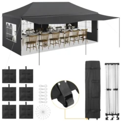 10x20 Pop Up Canopy Tent, Commercial Heavy Duty Canopy Tents For Parties With Roller Bag, 10x20 Tents With 6 Removable Sidewalls, 6 Sand Bags -Homfan GUEST c3103d4d 50dc 40a6 beb7 94201f59fe3a