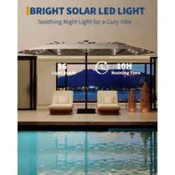 15FT Large Patio Umbrella With Base, Outdoor Double-Sided Rectangle Market Umbrella Outside Umbrellas For Poolside Lawn Backyard -Homfan GUEST c467d1cd 90a9 44ab 9455 cd209a56756a