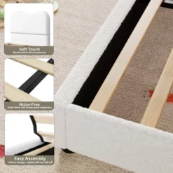 Homfan Kids Bed Frame, Upholstered Headboard, Low Profile Platform Bed, Soft Boucle Fabric, Wood Slats, Noise Free, No Box Spring -Homfan GUEST c5df0b0e 9ecd 411f 86db cb3a73f0a273