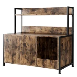 Cat Litter Box Enclosure W/Shelves Storage, 2-in-1 Hidden Litter Box W/ Doors, Indoor Litter Box Furniture, Cat Wooden Washroom Furniture -Homfan GUEST c687d749 75a1 48bd 8298 3353ad719dc4