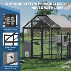 Extra Large Outdoor Catio - Weatherproof Aluminum Enclosure W/UV Roof, Side Door, Platforms & Walk-In Design For Multiple Cats -Homfan GUEST c712641d 5124 4d0f 86a7 b70c73b98ee6