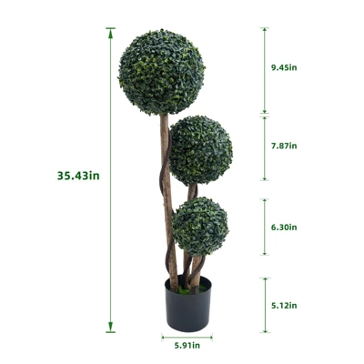 1pc Topiary Trees Artificial Outdoor, 35"/45" Milan Grass Ball Topiary Trees, Fake Greenery Tree With Planter Pot For Home, Office, Porch Decor 4 1pc Topiary Trees Artificial Outdoor, 35"/45" Milan Grass Ball Topiary Trees, Fake Greenery Tree With Planter Pot For Home, Office, Porch Decor - Image 2