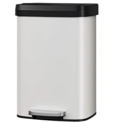 13 Gallon / 50 Liter Metal Trash Can With Lid, Large Garbage Can For Kitchen, Rustproof Step-on Kitchen Metal Trash Bin -Homfan GUEST c97beeaf c26f 436e a1ee b864f5438eb8