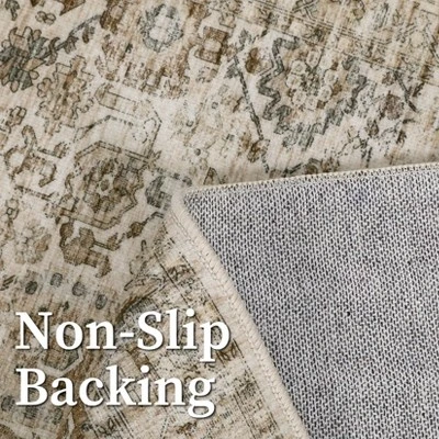 Washable Area Rug – Non-Slip Ultra-Thin Low Pile Vintage Oriental Distressed Carpet For Living Room, Bedroom, Dining, Office & Nursery, Multi-Color 9 Washable Area Rug – Non-Slip Ultra-Thin Low Pile Vintage Oriental Distressed Carpet For Living Room, Bedroom, Dining, Office & Nursery, Multi-Color - Image 7
