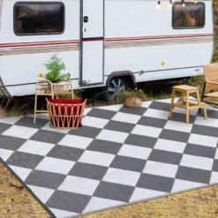 Waterproof Reversible Outdoor Rug - Lightweight, Foldable, Easy Clean For Patio, Camping, Pool & Beach