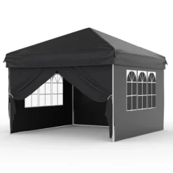 10x10ft Easy Pop Up Canopy Tent W/4 Detachable Window Sidewalls,Waterproof Outdoor Portable Canopy W/Carry Bag&Guy Lines For Camping,Outdoor Parties -Homfan GUEST cb0cc4a6 6bd7 4360 8183 562ad893dc7d
