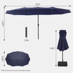 Outdoor Patio Umbrella, 15FT Double-Sided Rectangular Patio Umbrella, Oversized Outdoor Umbrella For Pool, Garden, Deck, Lawn, Market(No Base) -Homfan GUEST cb280729 f3bd 4e8e 91f1 2402316b8e88
