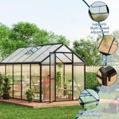 Homfan Greenhouse For Outdoors,Polycarbonate Greenhouse With Roof Vent, Aluminum Walk-in Greenhouse For Outside Garden Backyard, Patio, Lawn -Homfan GUEST cb57f033 3f3f 4649 b5af 13a49b2933a5