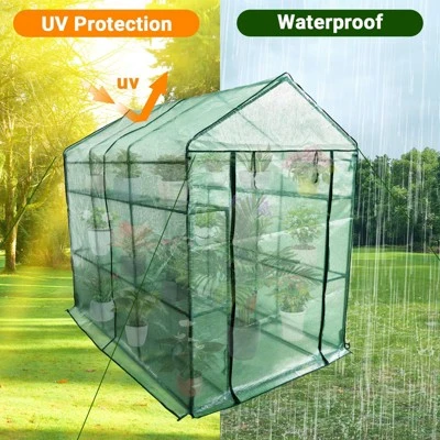 Greenhouse For Outdoors,Portable Indoor And Outdoor Green House W/ Roll-Up Zippered Door Anchors And Ropes,Plant Garden Hot House W/ 9 Shelves 6 Greenhouse For Outdoors,Portable Indoor And Outdoor Green House W/ Roll-Up Zippered Door Anchors And Ropes,Plant Garden Hot House W/ 9 Shelves - Image 4