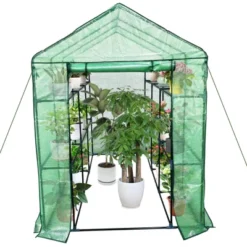 Greenhouse For Outdoors,Portable Indoor And Outdoor Green House W/ Roll-Up Zippered Door Anchors And Ropes,Plant Garden Hot House W/ 9 Shelves 14 Greenhouse For Outdoors,Portable Indoor And Outdoor Green House W/ Roll-Up Zippered Door Anchors And Ropes,Plant Garden Hot House W/ 9 Shelves -Homfan GUEST cbee52bc 0bba 4055 a41d 4edf4c121edd