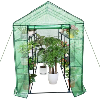 Greenhouse For Outdoors,Portable Indoor And Outdoor Green House W/ Roll-Up Zippered Door Anchors And Ropes,Plant Garden Hot House W/ 9 Shelves 8 Greenhouse For Outdoors,Portable Indoor And Outdoor Green House W/ Roll-Up Zippered Door Anchors And Ropes,Plant Garden Hot House W/ 9 Shelves - Image 6