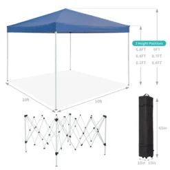 Pop Up Canopy Tent 10 Ft. X 10 Ft. Mosquito Netting & Wheeled Bag, One Push Setup, 3 Height Sun Shelter -Homfan GUEST cd421d13 36af 4299 ac46 e84f0cc2f8fb
