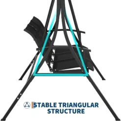 Homfan Outdoor Porch Swing Chair With Adjustable Canopy For Adults Glider Bench With Thickened Cushions Outside Patio Swing For Backyard Lawn Garden -Homfan GUEST cd49ed54 3d87 4a80 a479 6adffa0c30dc