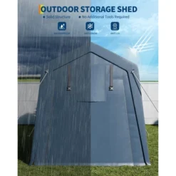 Outdoor Storage Shed, Portable Carport W/Roll-up Ventilated Zipper Door&Windows,Heavy Duty Waterproof Tarp,Storage Sheds For Motorcycle,Bike,Firewood -Homfan GUEST cfb68461 a03c 4749 b252 f8fb591ba375