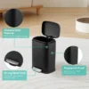 Trash Can, Gallon Odor Control Indoor Trash Can, Stainless Steel Garbage Bin With Silent Closing Lid, For Bathroom, Kitchen, Office, Black -Homfan GUEST d0285746 aaf0 4c46 8fea a7ede8fe3afa