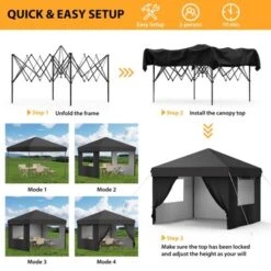 10 Ft. X 10 Ft. Pop Up Canopy Tent Outdoor Heavy Duty Instant Shelter With 4 Sidewalls For Events -Homfan GUEST d09ad750 e176 484e 9544 08a25c162dc3