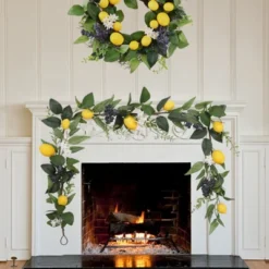 6 FT Artificial Lemon Garland – Summer & Spring Fake Fruit Garland With Lemons, Blueberries, Greenery & White Flowers, Faux Vine For Door -Homfan GUEST d0a8eb99 62bd 4870 b30a f8073070d8be