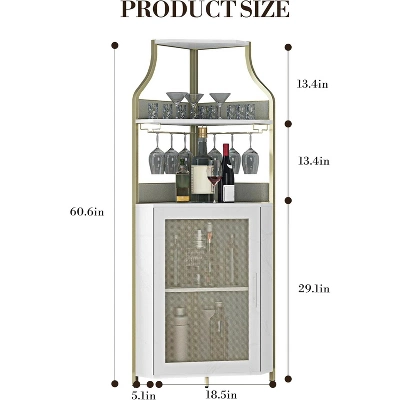 Homfan 5-Tier Corner Bar Cabinet With Lights, Adjustable Shelves & Glass Doors - Home Liquor Wine Display 3 Homfan 5-Tier Corner Bar Cabinet With Lights, Adjustable Shelves & Glass Doors - Home Liquor Wine Display