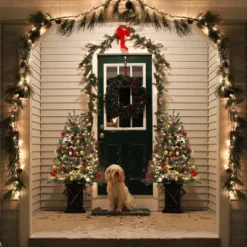 3 Ft Prelit Artificial Christmas Tree, Potted Fake Snow Flocked Christmas Tree With 78 LED Lights, Small Tabletop Battery-Powered Lighted Xmas Tree -Homfan GUEST d2643fa6 3da7 4bda 8c2a b8a286a14a03